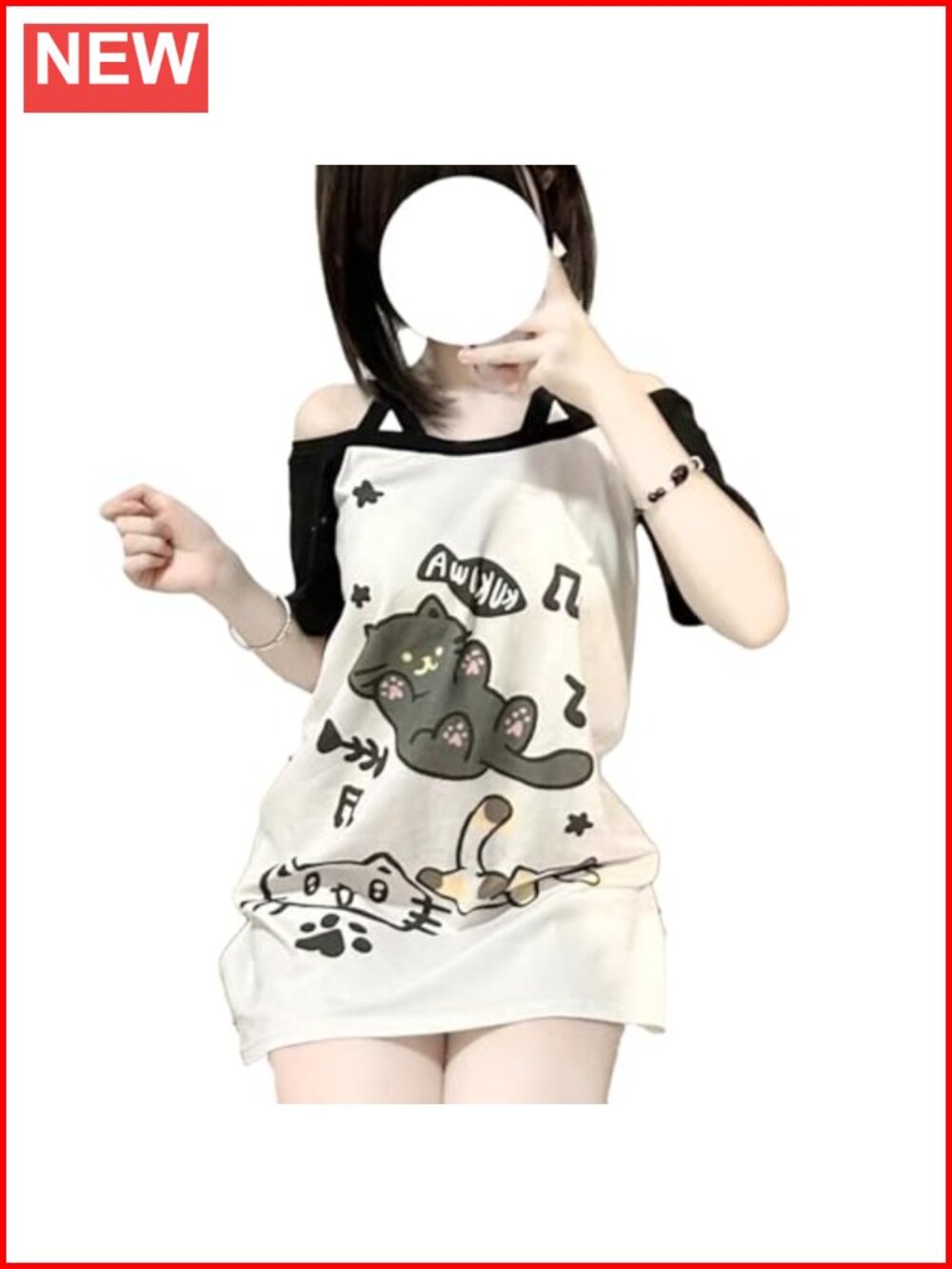 Y2K Kawaii Cartoon Graphic Off Shoulder Tee Cutecore Harajuku Gothic Top